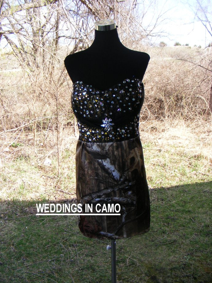 Infinity camo short dress with beaded top