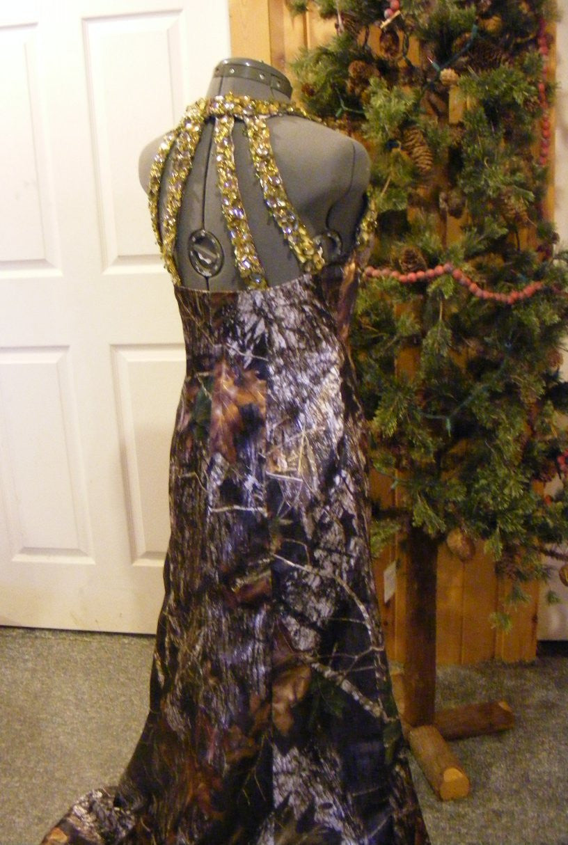 beaded camo prom formal