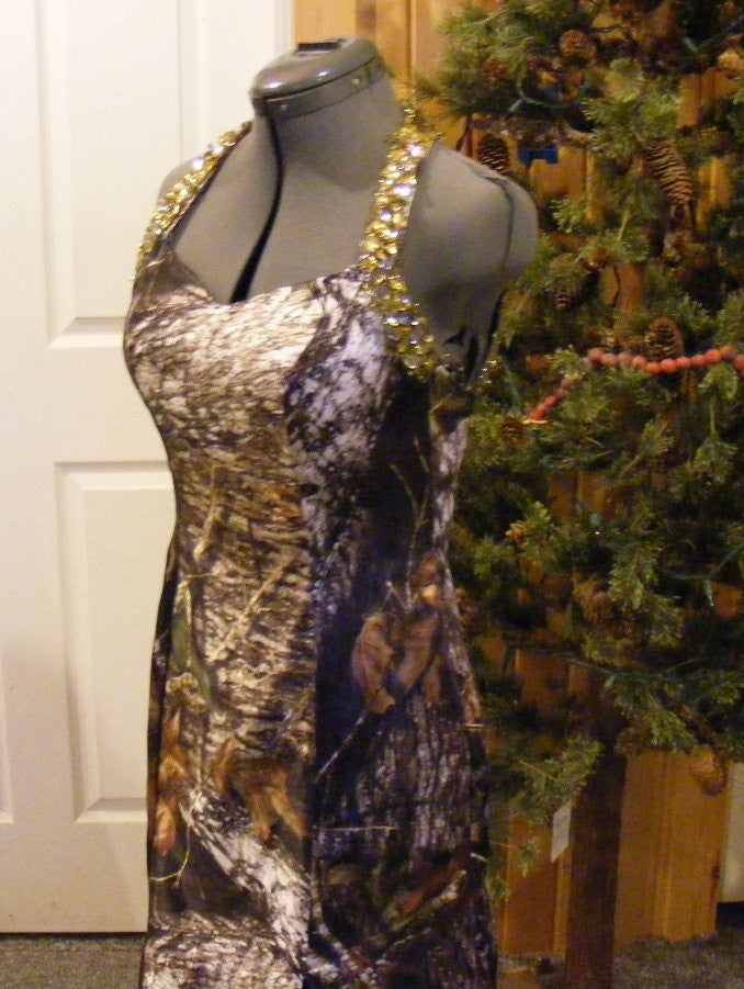 beaded camo prom formal