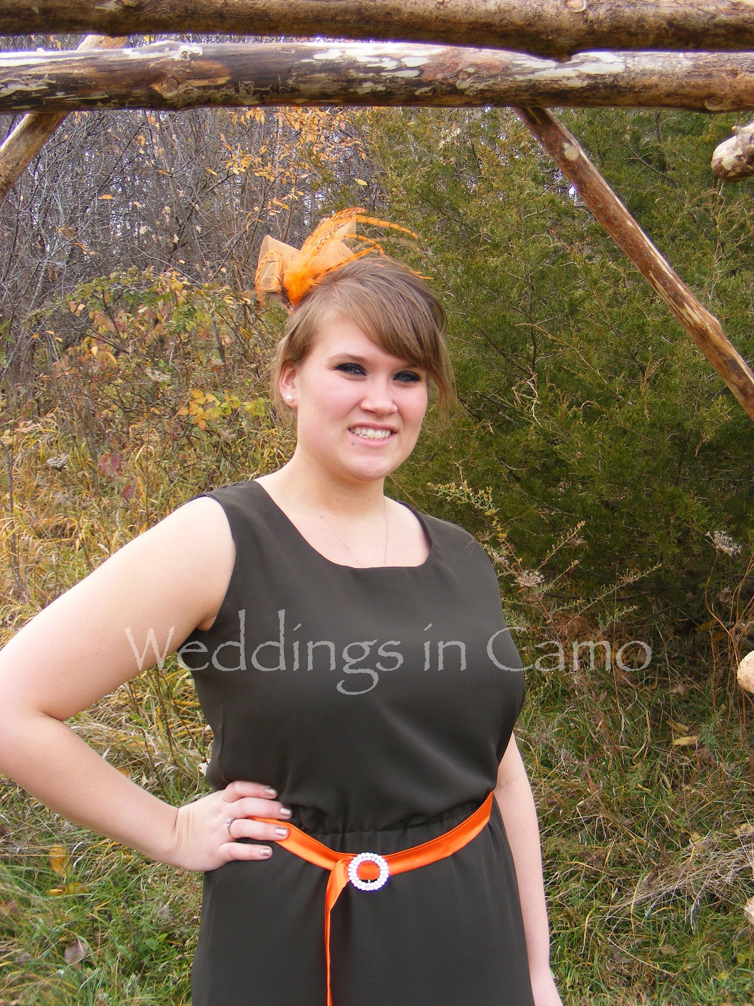 CAMO or ORANGE satin belt with Rhinestone Buckle