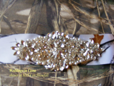 CAMO sash Wedding dress sash+Rhinestones+pearls beading+choose sash color