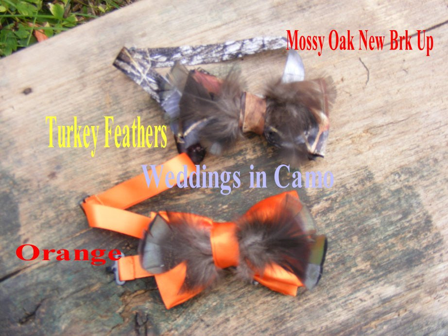 camo bow ties with feathers