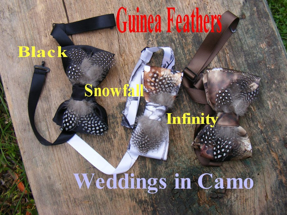 camo bow ties with feathers