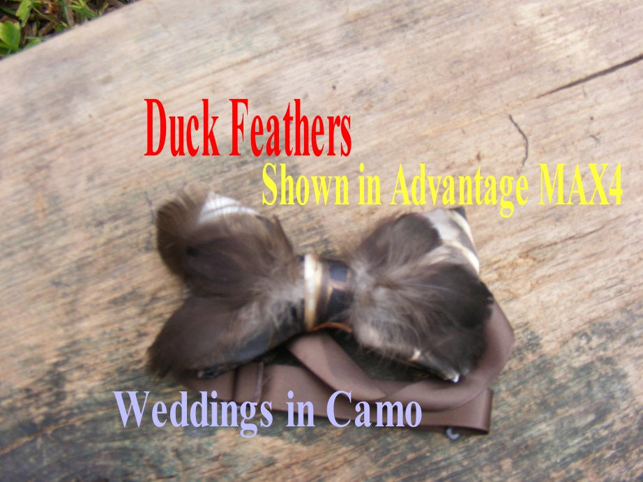 camo bow ties with feathers
