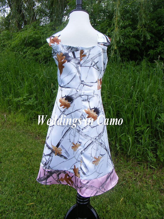 Snowfall camo flower girl dress