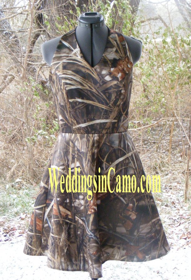 SHORT CAMO Bridesmaid HALTER Style SIZES 2 to 16 Weddings in Camo SHORT CAMO Bridesmaid HALTER Style SIZES 2 to 16 Weddings in Camo