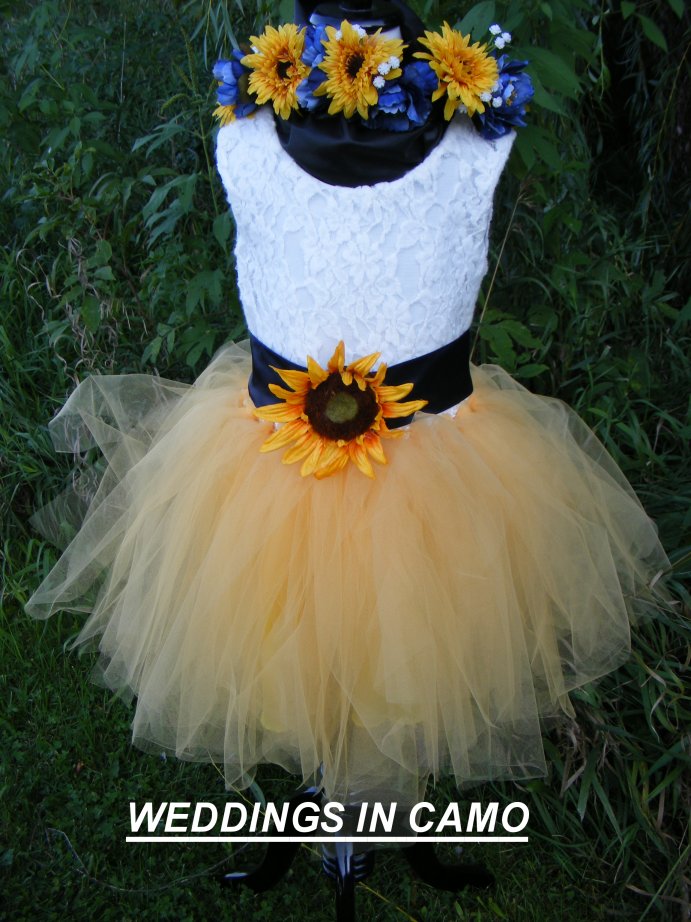 sunflower flower girl dress lace and tulle