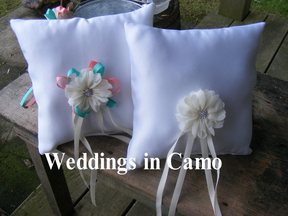 ring bearer pillow with floral accents