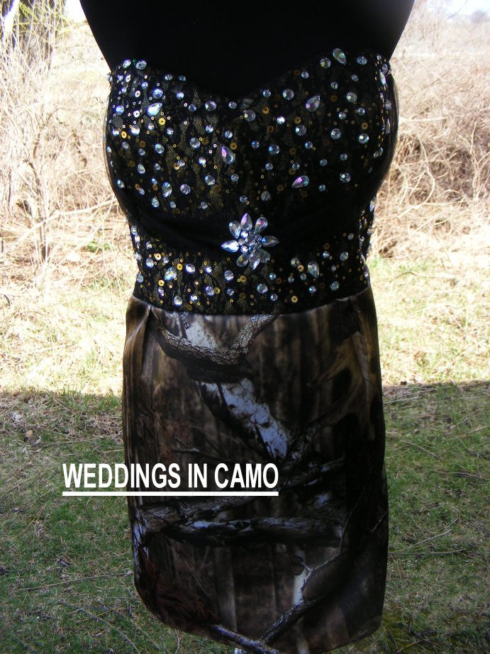 Infinity camo short dress with beaded top