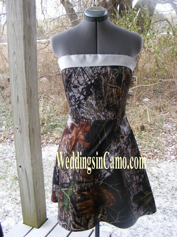 CAMO short dress with Pickup overskirt SIZES 20 to 30 – Weddings in Camo