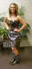 CAMO Dress+strapless with SEQUINS+ Full Princess Skirt and Rhinestone Buckle
