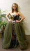 CAMO Dress+strapless with SEQUINS+ Full Princess Skirt and Rhinestone Buckle