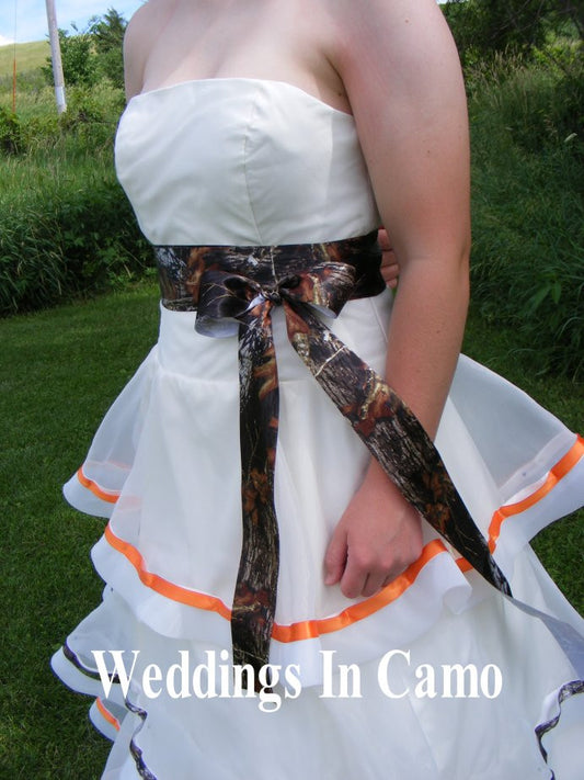 wedding dress with orange sash Light Apricot Double Faced Satin Ribbon Sash