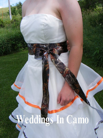 CAMO RIBBON sash add to WEDDING dress+Bridesmaid dress