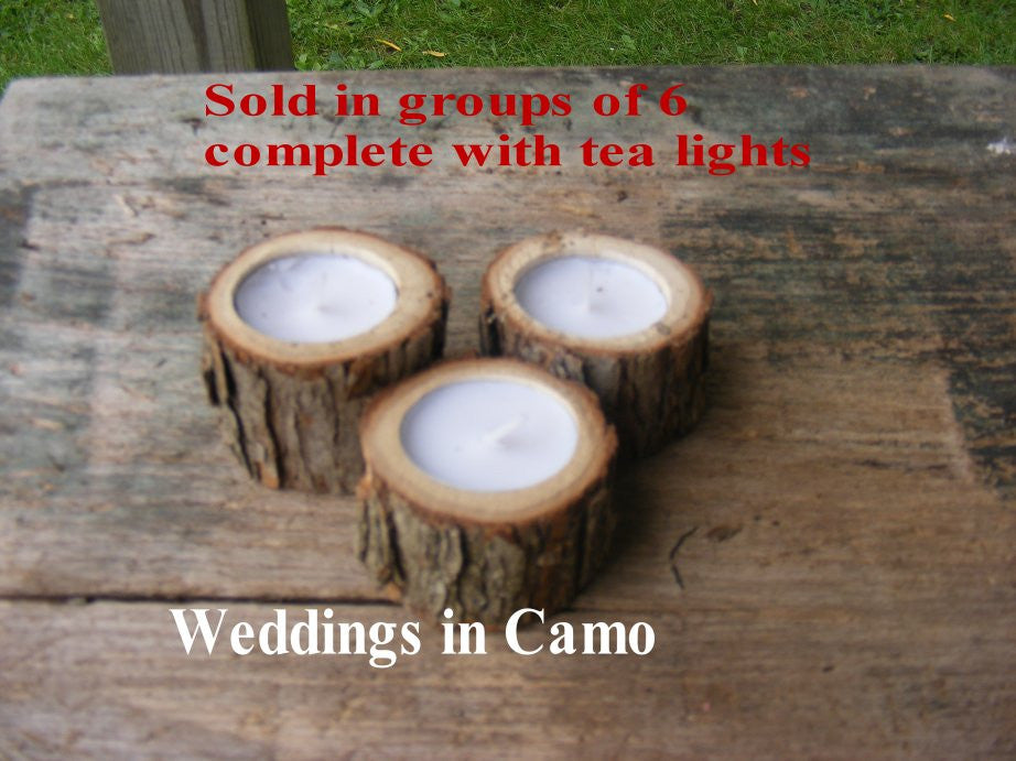 Wooden candles with tea lights+COUNTRY RUSTIC wedding decorations