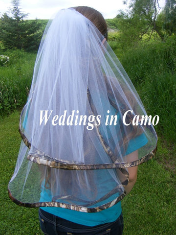 CAMO VEIL+Double Layer+Satin Ribbon Trimmed Veil