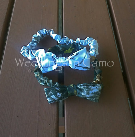 Child's soft elastic Headband Camo print with small bow