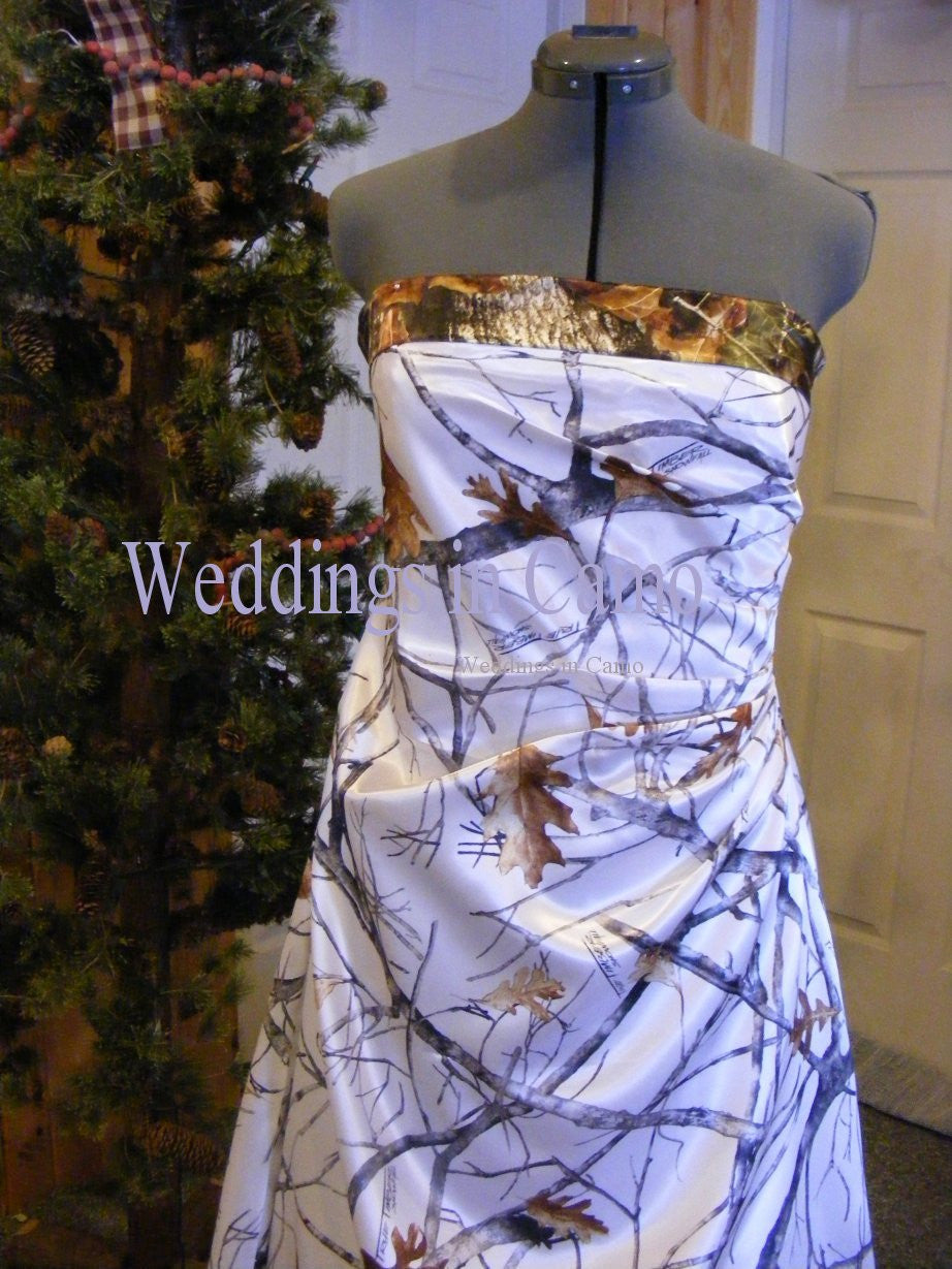 CAMO Wedding Dress CORSET Back Snow and Mossy Oak – Weddings in Camo