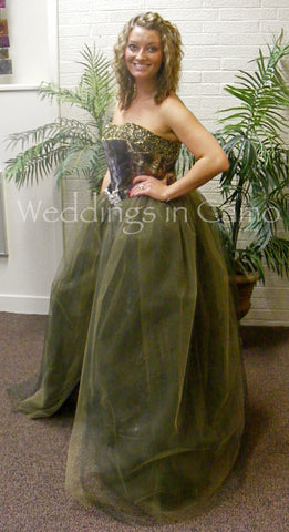 CAMO skirt+Tulle Princess Skirt+overskirt with Rhinestone Buckle