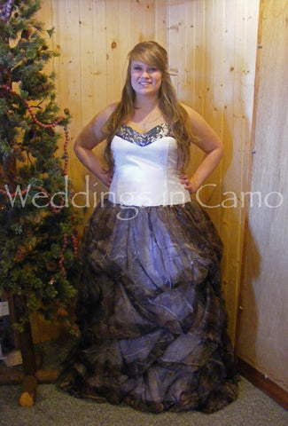 CAMO Wedding Dress, CAMO dress with PICK UPS