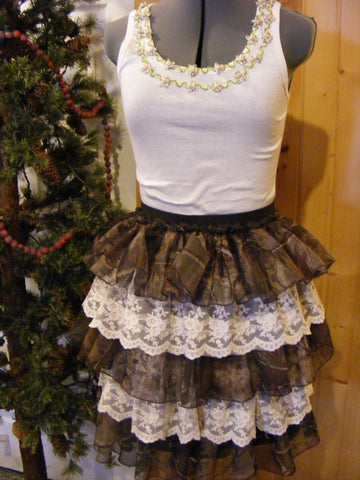 CAMO Short Skirt with lace+Bridesmaid dress