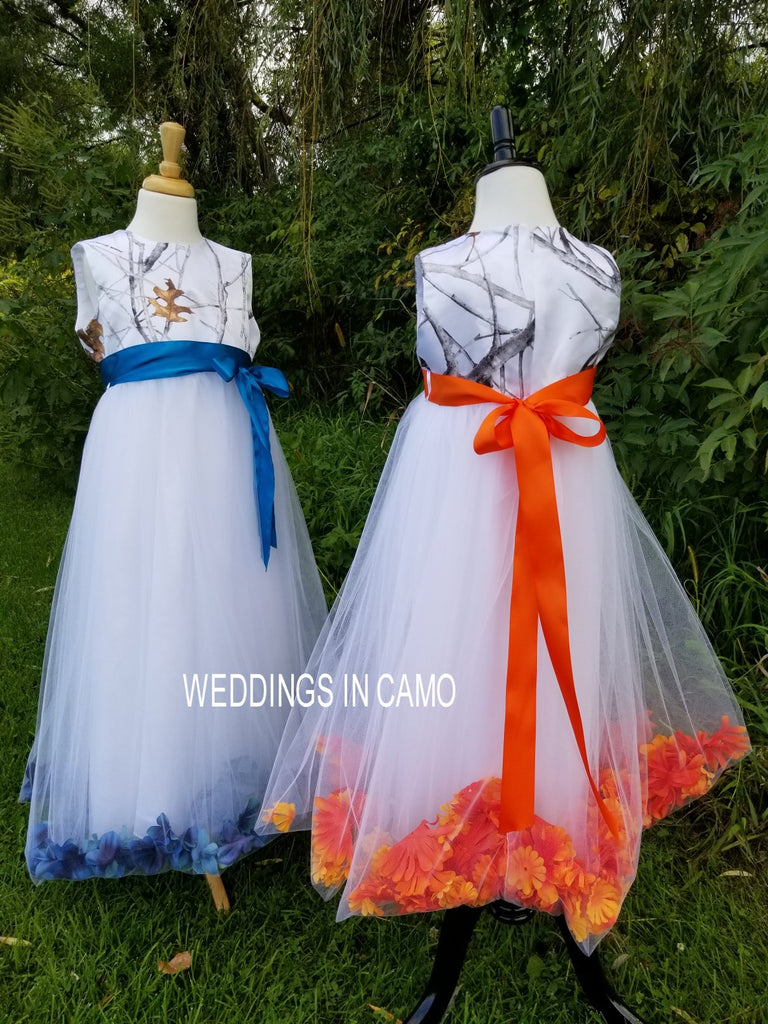 Flower girl dresses for camo wedding on sale