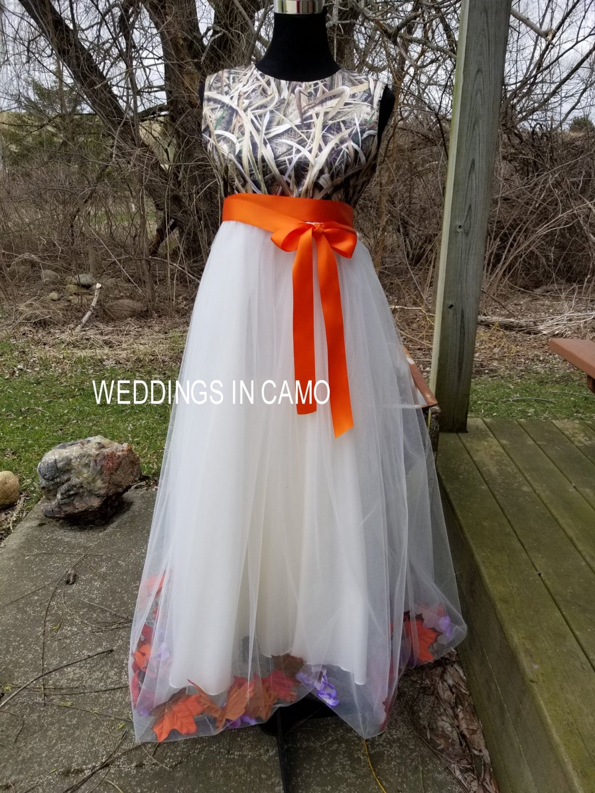 flower girl dresses in shadowgrass camo and tulle skirt with flower petals