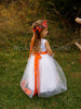 Flower girl dress, COUNTRY WEDDING with SASH and Florals