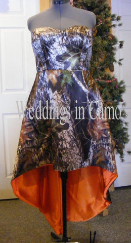 CAMO DRESS strapless+High low hemline+CORSET back+underskirt another color