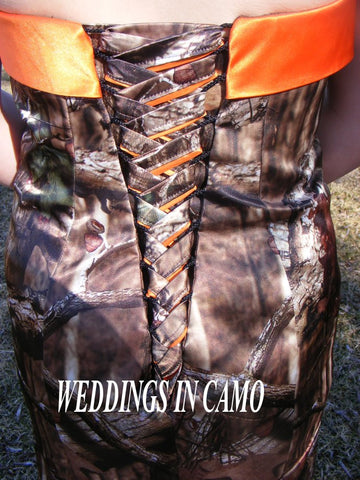 CAMO CORSET TIES in all colors and accented with a solid color