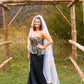 wedding veil with scattered leaves