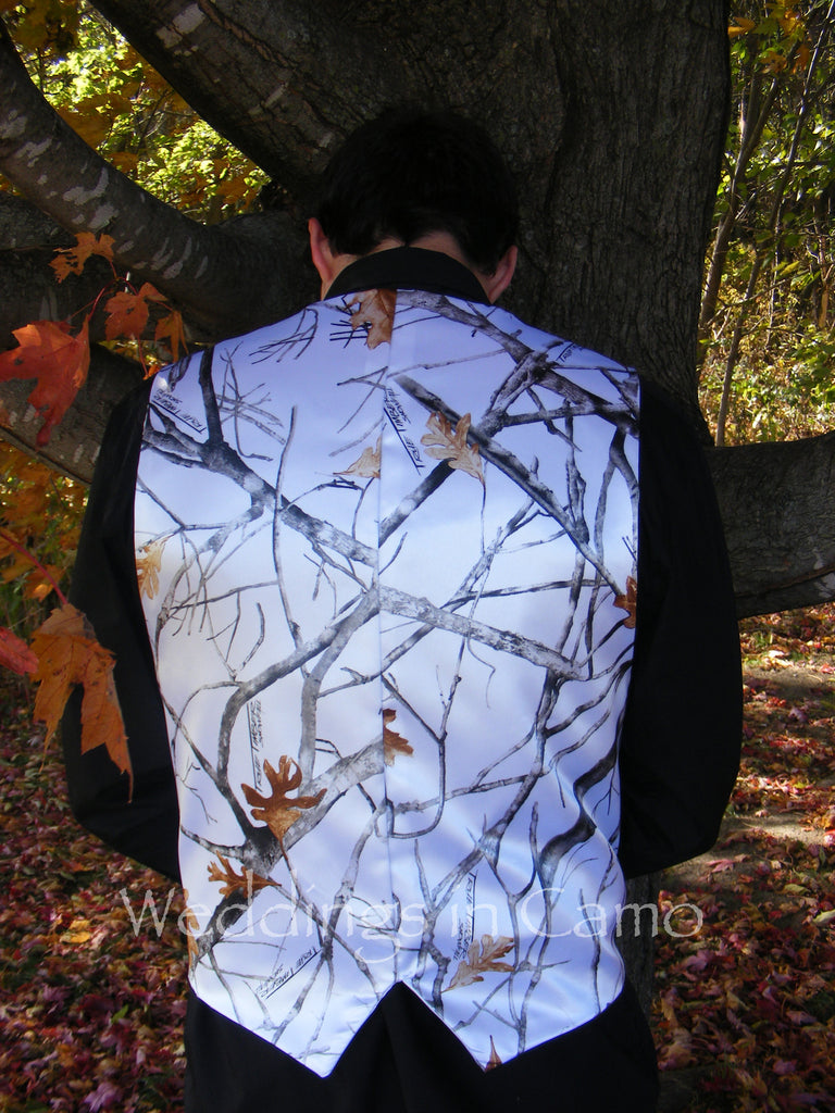 White camo shop wedding vest