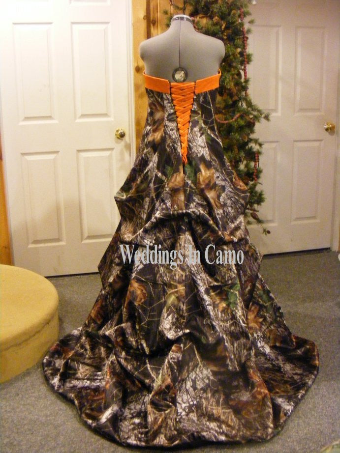 Camo and sales orange bridesmaid dresses