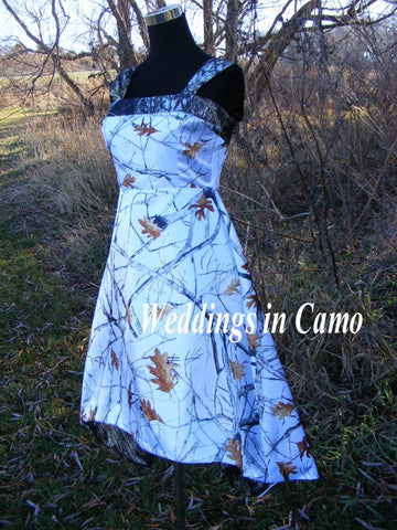 CAMO dress+High low hemline+ZIPPER back+underskirt another color
