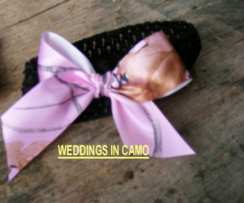 CAMO HAIR BOW with knit headband for Babies or headband for Toddler's