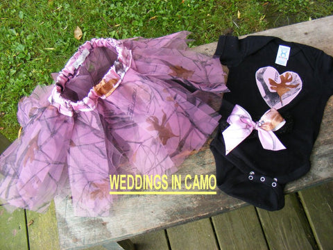 CAMO BABY girl outfit+TUTU Complete set Onesie and hairbow