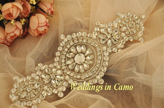 CAMO sash BEADED pearls and rhinestones add to your WEDDING dress Weddings in Camo CAMO sash BEADED pearls and rhinestones add to your WEDDING dress Weddings in Camo