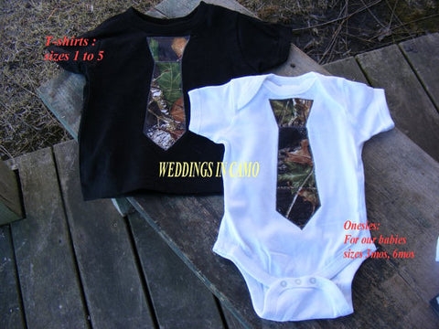 CAMO Baby T-shirt or Toddler T-shirt with Tie Applique