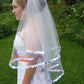 wedding veil trimmed in camo ribbon