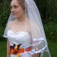 wedding veil trimmed in camo ribbon