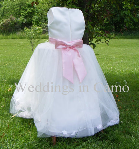 Flower girl dress, COUNTRY WEDDING with SASH and Florals