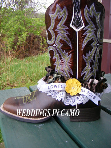 CAMO GARTER Personalized add Wedding Date and Name