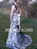 BARN Wedding+CAMO dress trumpet style+PLUS size+ZIPPER back+ Flare bottom and train