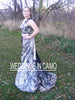 BARN Wedding+CAMO dress trumpet style+PLUS size+ZIPPER back+ Flare bottom and train