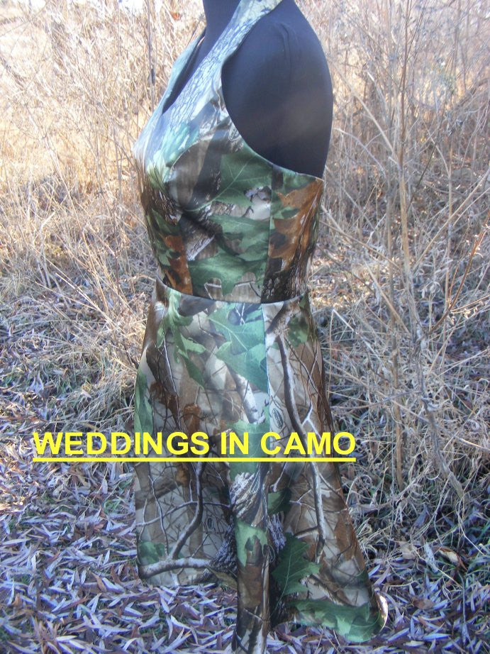 SHORT CAMO Bridesmaid HALTER Style GREAT for plus SIZES 18 to 28 – Weddings in Camo