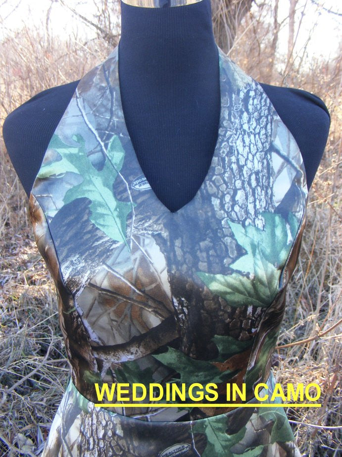 SHORT CAMO Bridesmaid HALTER Style GREAT for plus SIZES 18 to 28 Weddings in Camo SHORT CAMO Bridesmaid HALTER Style GREAT for plus SIZES 18 to 28 Weddings in Camo