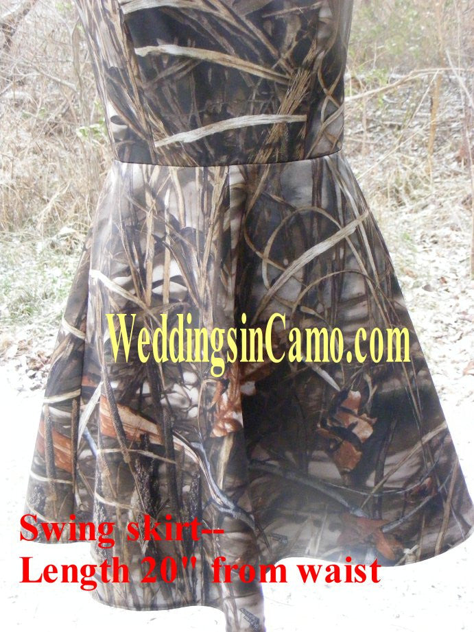 short camo bridesmaid dress