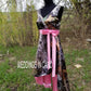 Mossy oak dress high low hemline trimmed in pink