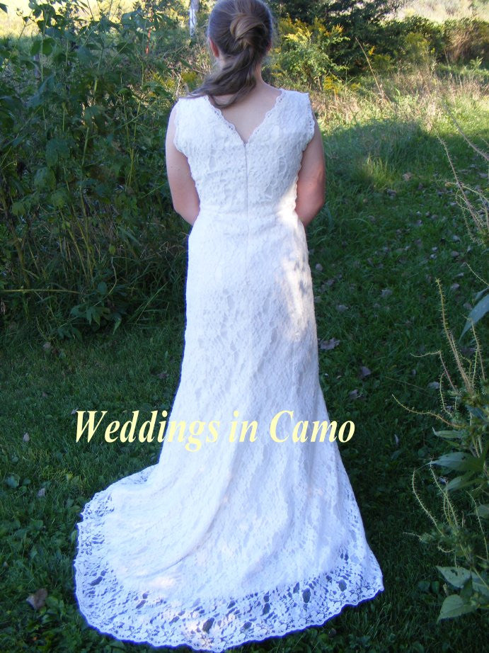 lace wedding dress fit n flare sleeveless