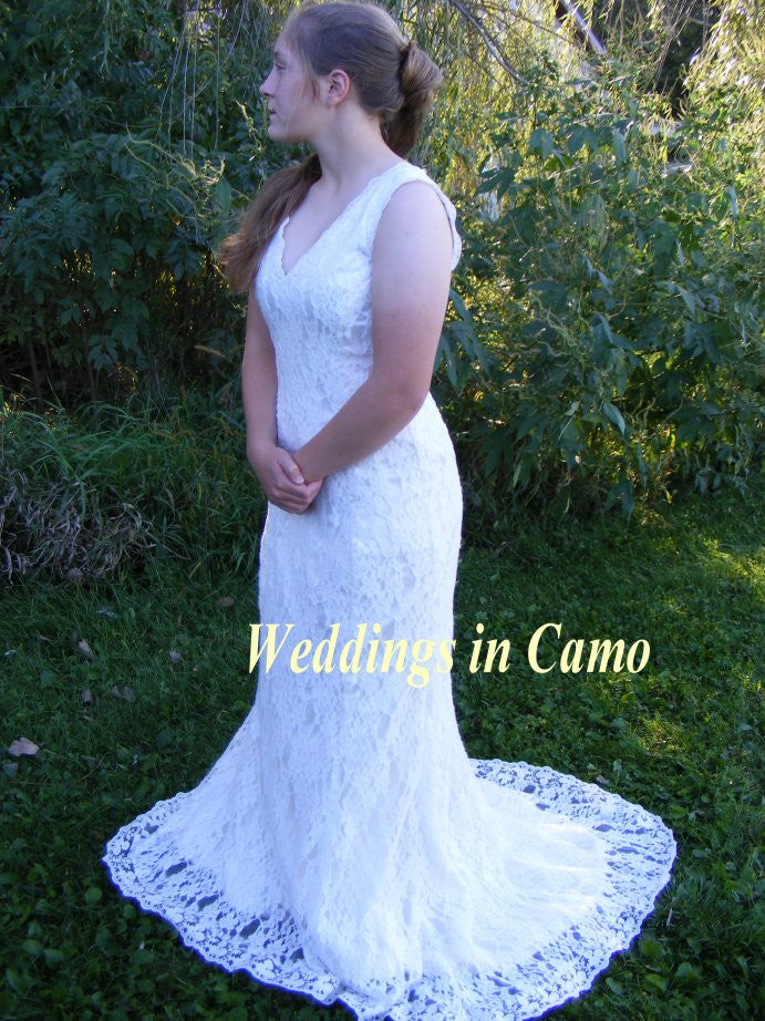 lace wedding dress fit n flare sleeveless